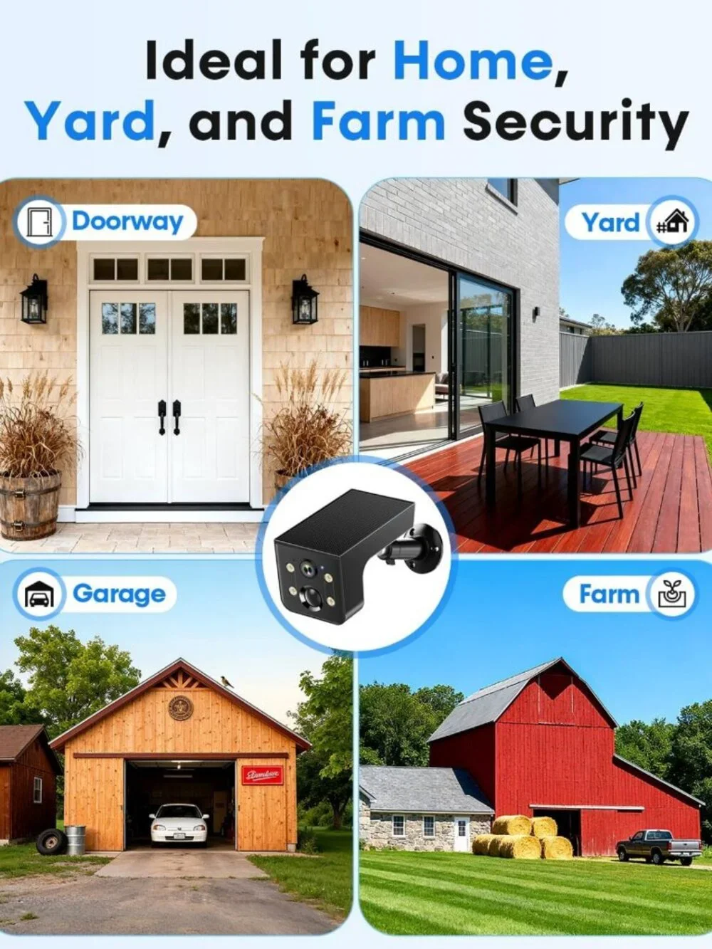 2K Solar Security Camera - Clear Outdoor Wireless, HDR, Live View & Quick Alerts